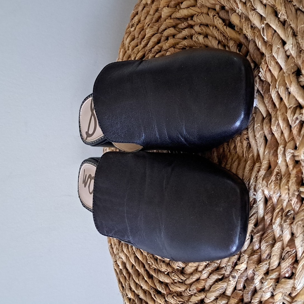 Sam Edelman Womens Adair Preppy/Dress/Office Black Leather Mules 2" Heels 8.5 - Picture 3 of 9